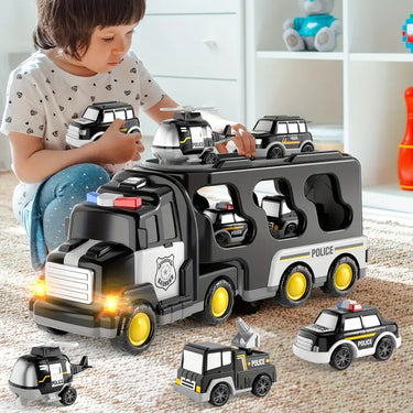 RescueForce Camión | Deja que tu niño pequeño viva misiones de rescate heroicas - Juguete de camión de policía con tecnología de fricción